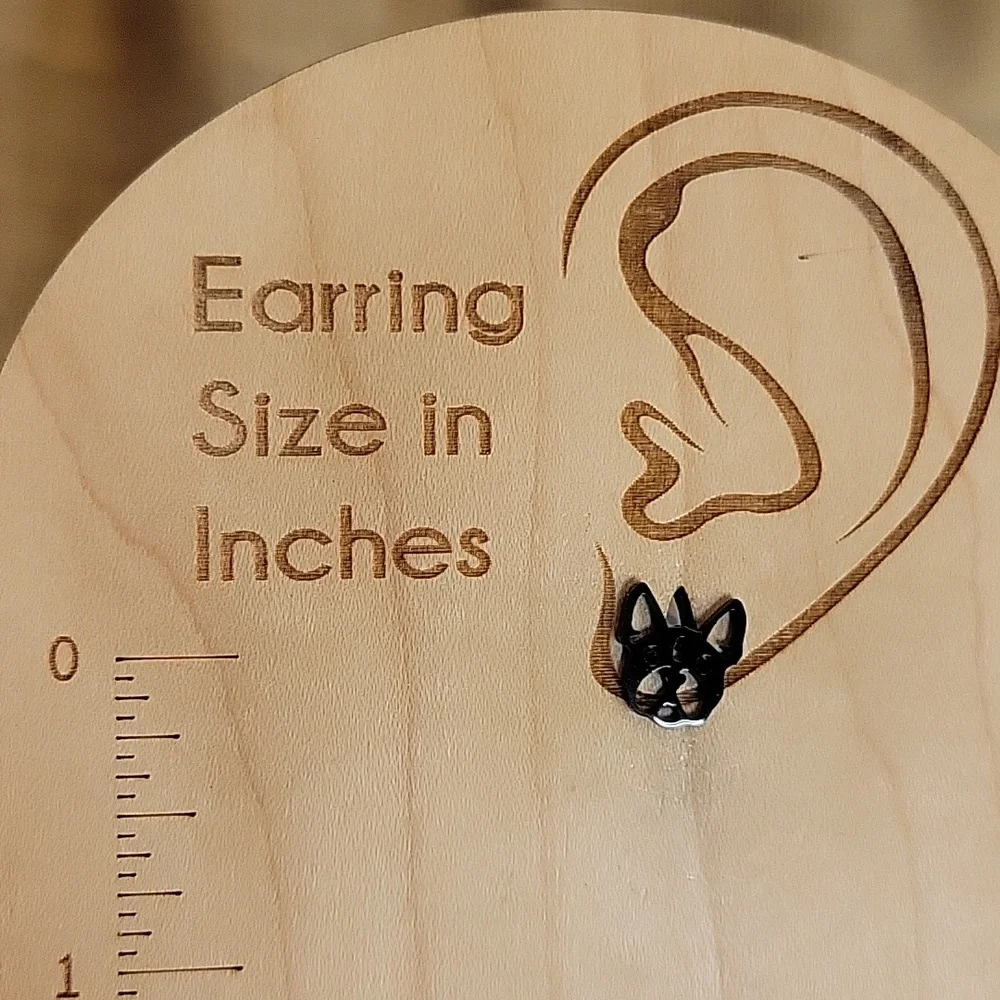 BOSTON TERRIER Stud Earrings - Picture 3 of 5